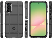 Widerstandsfähige, stabile Outdoor Sport Hülle für das Samsung Galaxy A56 für Handwerker, Baustelle, Business, äusserst stabil mit erhöhten Rändern und Kanten in schwarz von Screenguard