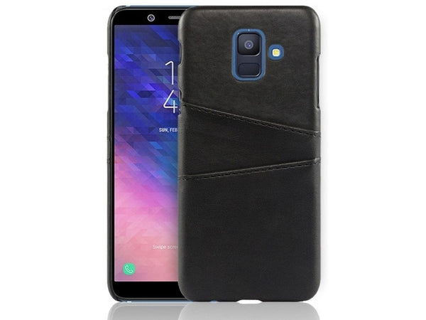 CardCaddy Leder Backcase mit Kartenfächern für Samsung Galaxy A6 2018 in schwarz von Screenguard