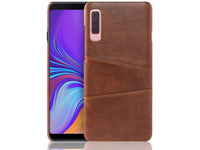 CardCaddy Leder Backcase mit Kartenfächern für Samsung Galaxy A7 2018 in braun von Screenguard