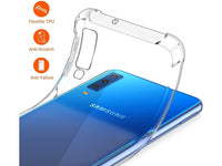 Hoch transparenter TPU Gummi Schutz Handy Hülle Clear Case klar mit verstärkten Schutzecken Bumper für das Samsung Galaxy A7 2018 Display und Gehäuse in transparent von Screenguard