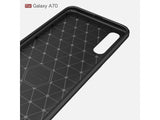 Flexible Handy Schutzhülle mit gebürster Carbon Textur auf der Rückseite für zum Schutz des Samsung Galaxy A70  Display und Gehäuse Case in schwarz von Screenguard