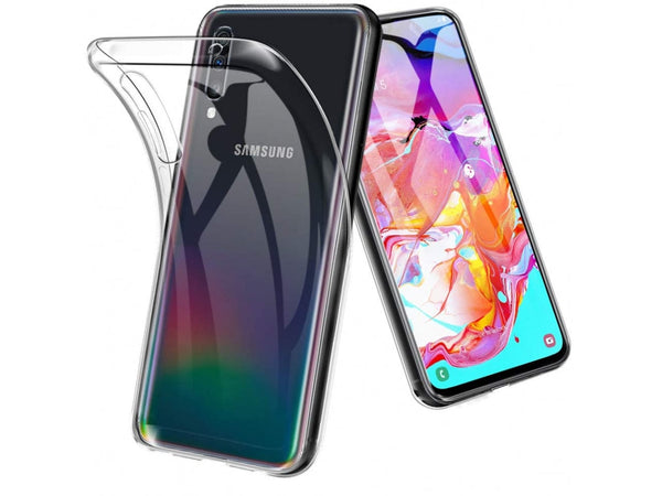 Gummi Hülle für Samsung Galaxy A70 aus flexiblem Soft TPU, kristallklar und transparent von Screenguard