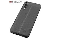 Soft TPU Case mit Design aus feinem veganen Leder für Samsung Galaxy A70 stabil mit erhöhten Rändern und Kanten in schwarz von Screenguard