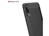 Soft TPU Case mit Design aus feinem veganen Leder für Samsung Galaxy A70 stabil mit erhöhten Rändern und Kanten in schwarz von Screenguard