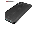 Soft TPU Case mit Design aus feinem veganen Leder für Samsung Galaxy A70 stabil mit erhöhten Rändern und Kanten in schwarz von Screenguard