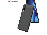 Soft TPU Case mit Design aus feinem veganen Leder für Samsung Galaxy A70 stabil mit erhöhten Rändern und Kanten in schwarz von Screenguard