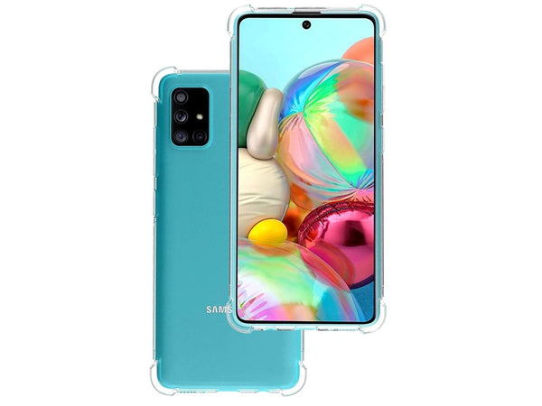 Hoch transparenter TPU Gummi Schutz Handy Hülle Clear Case klar mit verstärkten Schutzecken Bumper für das Samsung Galaxy A71 Display und Gehäuse in transparent von Screenguard