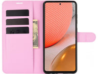 Lederhülle Karten Wallet Ledertasche Etui für Samsung Galaxy A72 in rosa von Screenguard