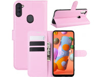 Lederhülle Portemonnaie Karten Ledertasche für Samsung Galaxy M11 in rosa von Screenguard