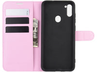 Lederhülle Karten Wallet Ledertasche Etui für Samsung Galaxy M11 in rosa von Screenguard