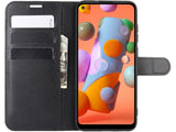 Lederhülle Karten Wallet Ledertasche Etui für Samsung Galaxy M11 in schwarz von Screenguard