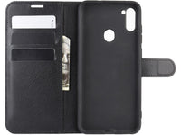 Lederhülle Karten Wallet Ledertasche Etui für Samsung Galaxy M11 in schwarz von Screenguard