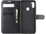 Lederhülle Karten Wallet Ledertasche Etui für Samsung Galaxy M11 in schwarz von Screenguard