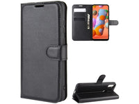 Lederhülle Karten Wallet Ledertasche Etui für Samsung Galaxy M11 in schwarz von Screenguard