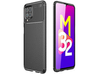 Hochwertig stabile Soft TPU Smartphone Handy Hülle im Carbon Design für Samsung Galaxy M32 zum Schutz des Display und Gehäuse Cover in schwarz von Screenguard