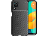 Hochwertig stabile Soft TPU Smartphone Handy Hülle im Carbon Design für Samsung Galaxy M32 zum Schutz des Display und Gehäuse Cover in schwarz von Screenguard