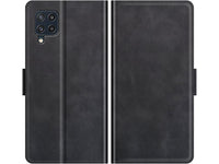 Veganes Flip Case Leder Etui Hülle mit Karten Fächer und Sichtfenster für Samsung Galaxy M32 in schwarz von Screenguard