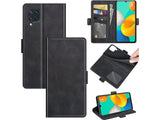 Veganes Flip Case Leder Etui Hülle mit Karten Fächer und Sichtfenster für Samsung Galaxy M32 in schwarz von Screenguard