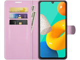 Lederhülle Karten Wallet Ledertasche Etui für Samsung Galaxy M32 in rosa von Screenguard