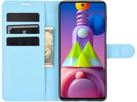 Lederhülle Karten Wallet Ledertasche Etui für Samsung Galaxy M51 in hellblau von Screenguard