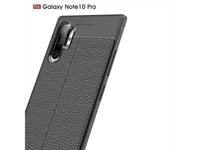 Soft TPU Case mit Design aus feinem veganen Leder für Samsung Galaxy Note10+ stabil mit erhöhten Rändern und Kanten in schwarz von Screenguard