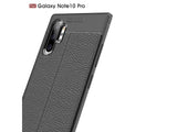 Soft TPU Case mit Design aus feinem veganen Leder für Samsung Galaxy Note10+ stabil mit erhöhten Rändern und Kanten in schwarz von Screenguard