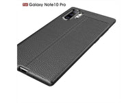 Soft TPU Case mit Design aus feinem veganen Leder für Samsung Galaxy Note10+ stabil mit erhöhten Rändern und Kanten in schwarz von Screenguard