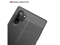 Soft TPU Case mit Design aus feinem veganen Leder für Samsung Galaxy Note10+ stabil mit erhöhten Rändern und Kanten in schwarz von Screenguard