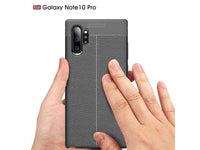 Soft TPU Case mit Design aus feinem veganen Leder für Samsung Galaxy Note10+ stabil mit erhöhten Rändern und Kanten in schwarz von Screenguard