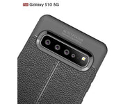 Soft TPU Case mit Design aus feinem veganen Leder für Samsung Galaxy S10 5G stabil mit erhöhten Rändern und Kanten in schwarz von Screenguard