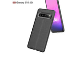 Soft TPU Case mit Design aus feinem veganen Leder für Samsung Galaxy S10 5G stabil mit erhöhten Rändern und Kanten in schwarz von Screenguard