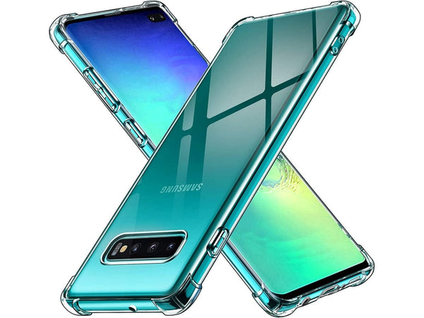 Hoch transparenter TPU Gummi Schutz Handy Hülle Clear Case klar mit verstärkten Schutzecken Bumper für das Samsung Galaxy S10+ Display und Gehäuse in transparent von Screenguard