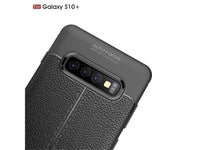 Soft TPU Case mit Design aus feinem veganen Leder für Samsung Galaxy S10+ stabil mit erhöhten Rändern und Kanten in schwarz von Screenguard