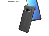 Soft TPU Case mit Design aus feinem veganen Leder für Samsung Galaxy S10+ stabil mit erhöhten Rändern und Kanten in schwarz von Screenguard