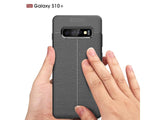 Soft TPU Case mit Design aus feinem veganen Leder für Samsung Galaxy S10+ stabil mit erhöhten Rändern und Kanten in schwarz von Screenguard