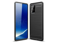 Flexible Handy Schutzhülle mit gebürster Carbon Textur auf der Rückseite für zum Schutz des Samsung Galaxy S10 Lite  Display und Gehäuse Case in schwarz von Screenguard