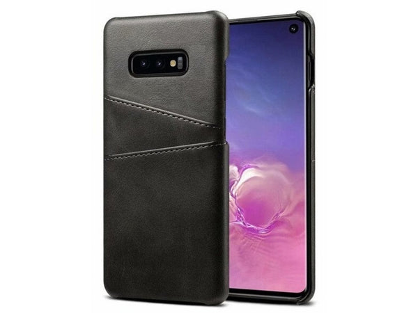 CardCaddy Leder Backcase mit Kartenfächern für Samsung Galaxy S10e in schwarz von Screenguard