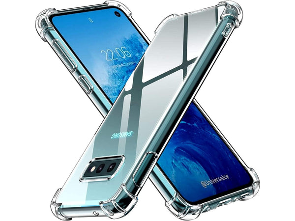 Hoch transparenter TPU Gummi Schutz Handy Hülle Clear Case klar mit verstärkten Schutzecken Bumper für das Samsung Galaxy S10e Display und Gehäuse in transparent von Screenguard