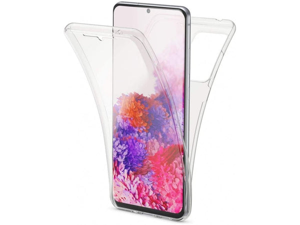 Vollständige 360 Grad Rundum Gummi TPU Hülle zum beidseitigen Schutz des Samsung Galaxy S20 Display und Gehäuse in transparent von Screenguard