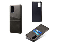 CardCaddy Leder Backcase mit Kartenfächern für Samsung Galaxy S20 in schwarz von Screenguard