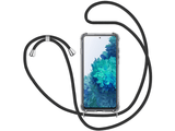 Necklace Handy Hülle mit Kordel Kette schwarz zum Tragen des Samsung Galaxy S20 FE am Körper wie Handtasche Lanyard, stabil mit erhöhten Rändern und Kanten in transparent von Screenguard