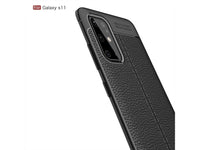 Soft TPU Case mit Design aus feinem veganen Leder für Samsung Galaxy S20+ stabil mit erhöhten Rändern und Kanten in schwarz von Screenguard