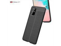 Soft TPU Case mit Design aus feinem veganen Leder für Samsung Galaxy S20+ stabil mit erhöhten Rändern und Kanten in schwarz von Screenguard