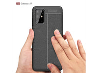 Soft TPU Case mit Design aus feinem veganen Leder für Samsung Galaxy S20+ stabil mit erhöhten Rändern und Kanten in schwarz von Screenguard