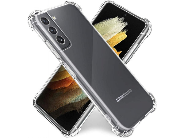 Hoch transparenter TPU Gummi Schutz Handy Hülle Clear Case klar mit verstärkten Schutzecken Bumper für das Samsung Galaxy S21 Display und Gehäuse in transparent von Screenguard