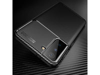 Hochwertig stabile Soft TPU Smartphone Handy Hülle im Carbon Design für Samsung Galaxy S21 FE zum Schutz des Display und Gehäuse Cover in schwarz von Screenguard