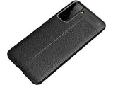 Soft TPU Case mit Design aus feinem veganen Leder für Samsung Galaxy S21 stabil mit erhöhten Rändern und Kanten in schwarz von Screenguard