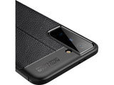 Soft TPU Case mit Design aus feinem veganen Leder für Samsung Galaxy S21 stabil mit erhöhten Rändern und Kanten in schwarz von Screenguard