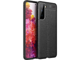 Soft TPU Case mit Design aus feinem veganen Leder für Samsung Galaxy S21+ stabil mit erhöhten Rändern und Kanten in schwarz von Screenguard