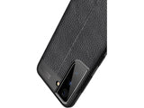 Soft TPU Case mit Design aus feinem veganen Leder für Samsung Galaxy S21+ stabil mit erhöhten Rändern und Kanten in schwarz von Screenguard